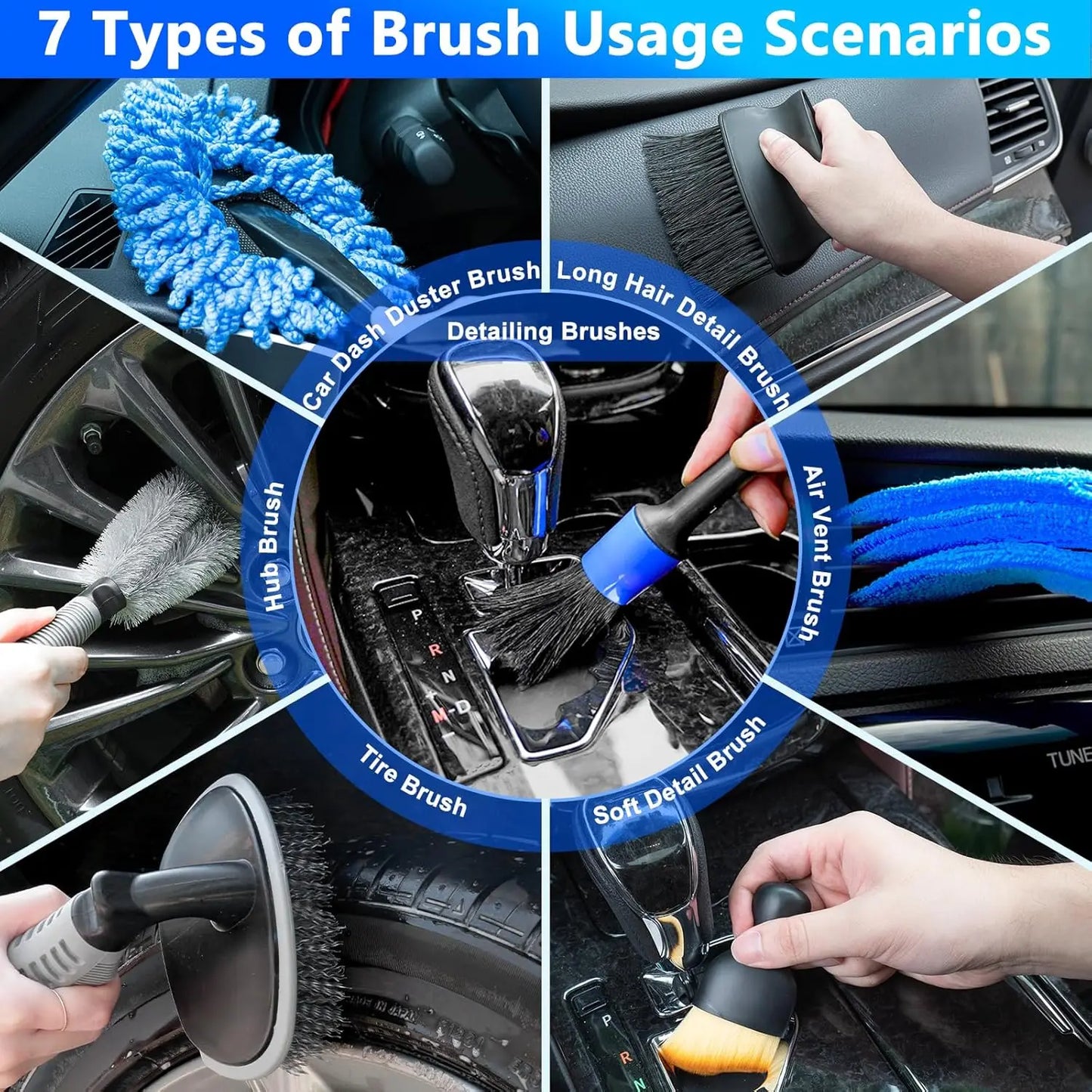 Car Wash Kit With Foam Gun Brush Mop Folding Bucket