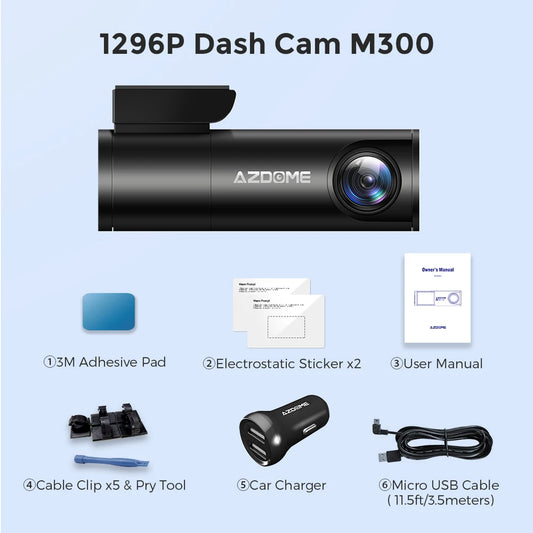 AZDOME 1296P Dash Cam With WiFi Night Vision G Sensor Parking