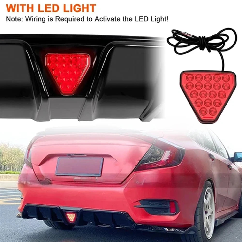 Honda Civic Rear Bumper Diffuser Lip Kit With LED Lights