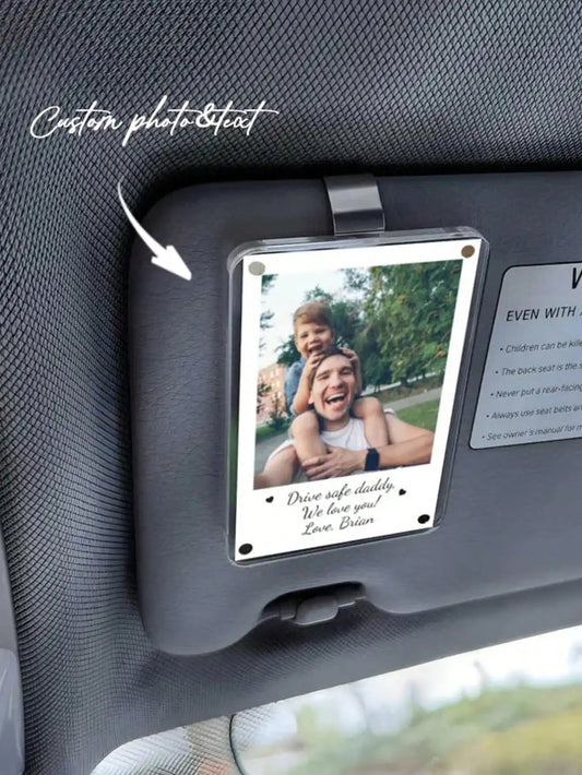 Custom Photo Car Visor Clip For Dad Personalization With Text