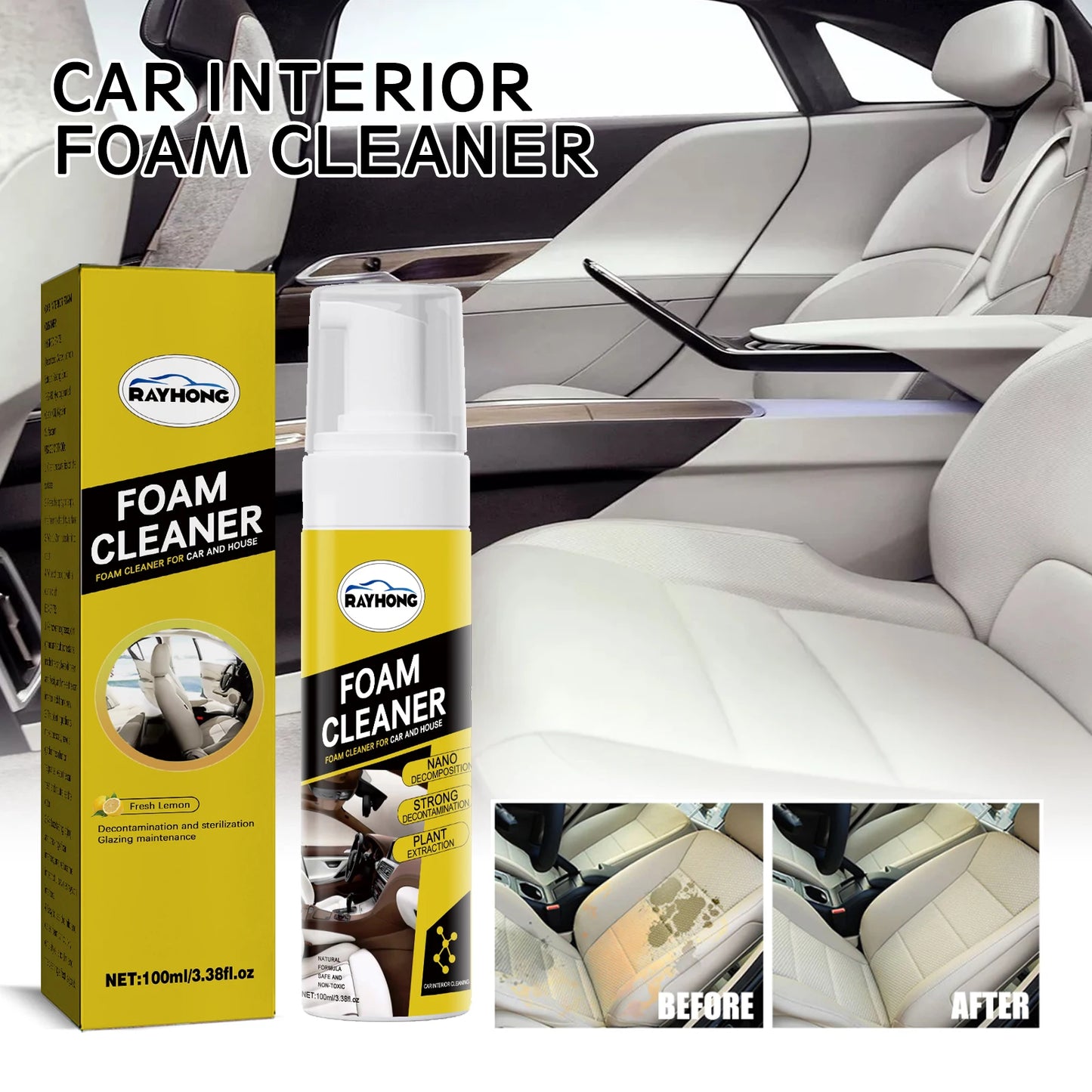Rayhong Foam Cleaner Spray for Car Interior and Leather