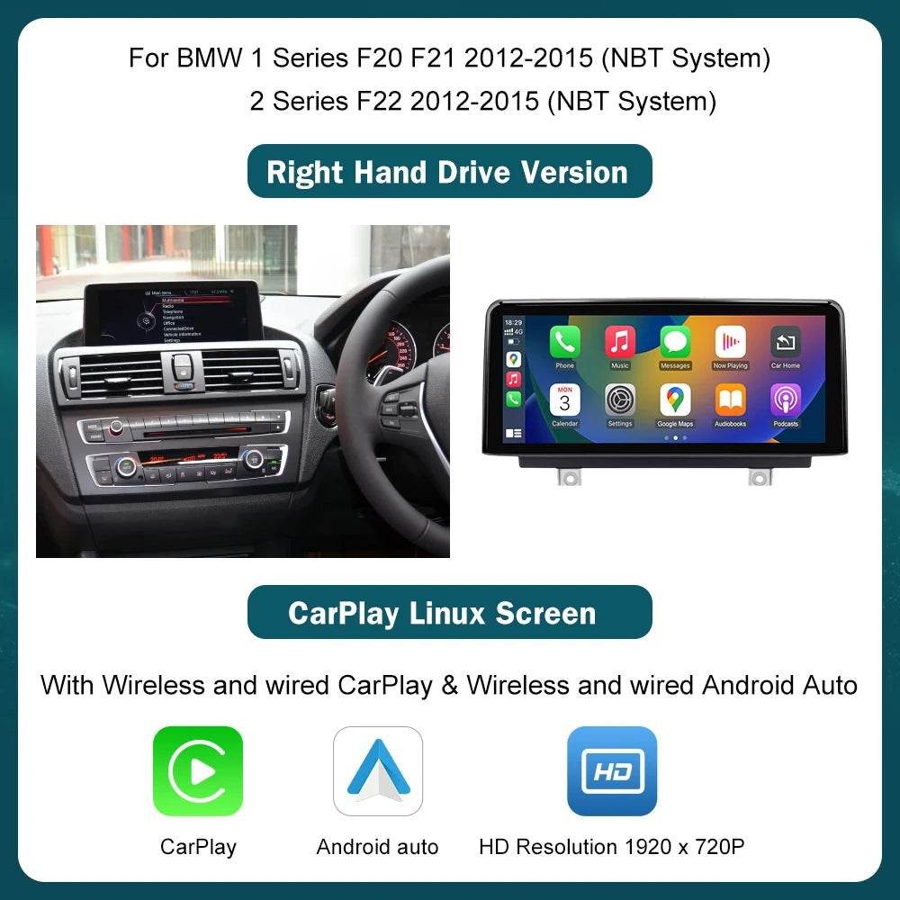 Road Top Wireless CarPlay Android Auto Display For BMW