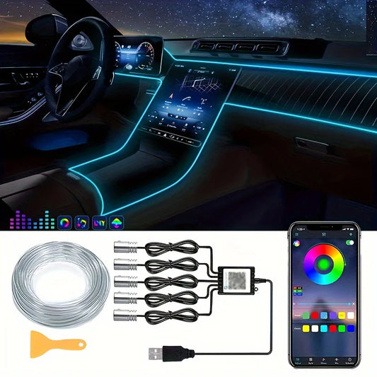 Car LED Strip Lights RGB 5 In 1 Ambient Lighting Kit With Music Sync