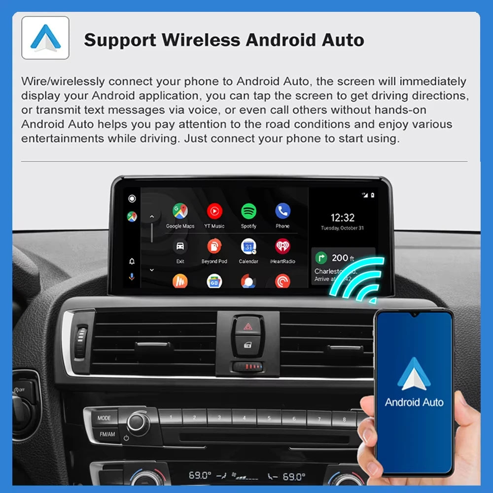 AUTOTOP Wireless CarPlay Android Auto In Dash Car Multimedia Player