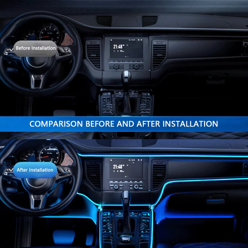 Car LED Strip Lights RGB 5 In 1 Ambient Lighting Kit With Music Sync