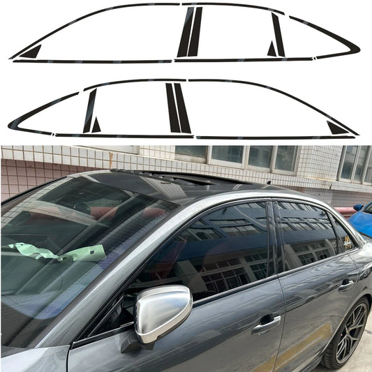 For Audi A4 S4 B9 2017-2025 sedan Exterior Window Trim Film Glossy Black Chrome Delete Decoration Sticker