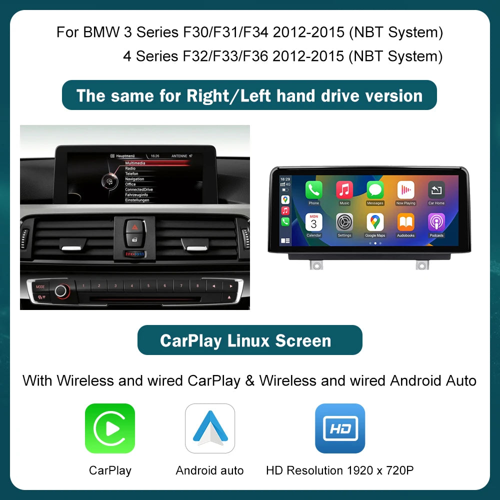 Road Top Wireless CarPlay Android Auto Display For BMW